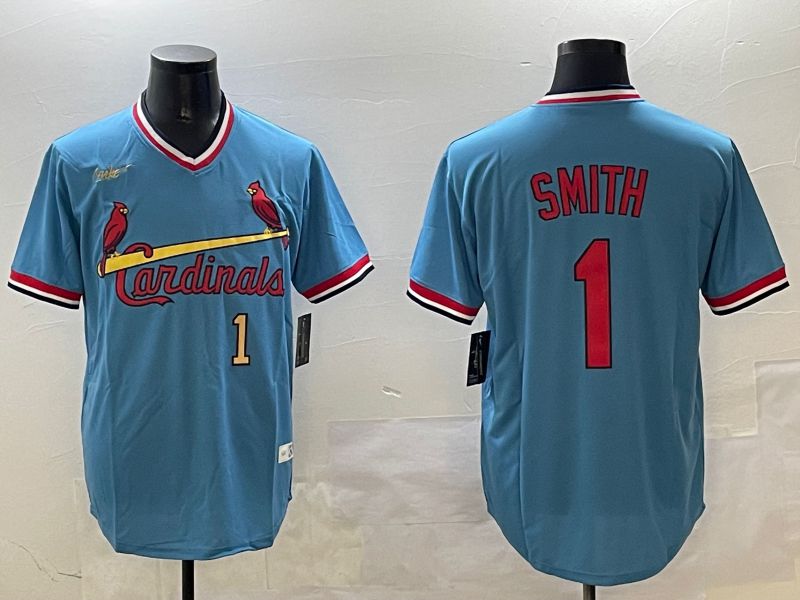 Men St.Louis Cardinals #1 Smith Blue Throwback 2025 Nike MLB Jersey style 5